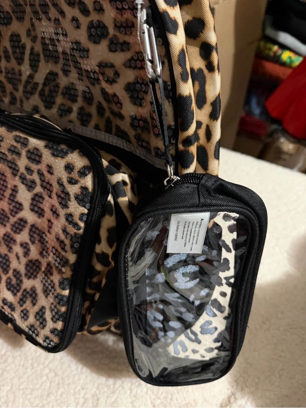 Wonderkids Leopard Print Backpack - Black & Tan